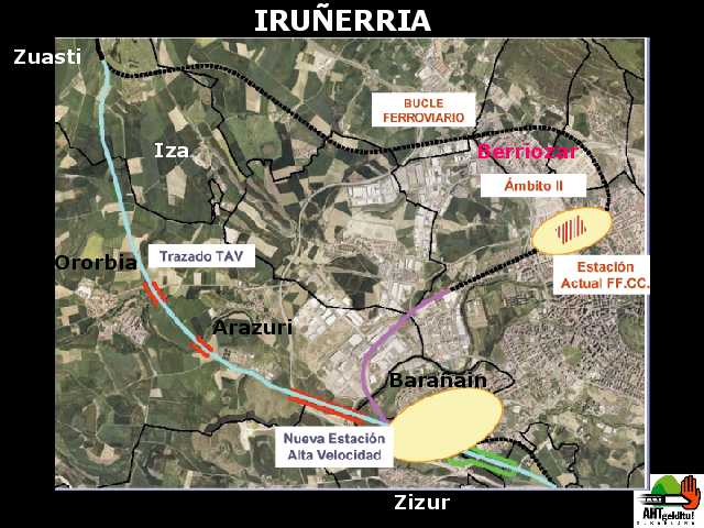 Trayecto del TAV por Iruñerria Trayecto del TAV por Iruñerria