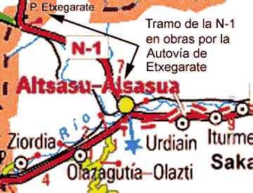 Zona de Altsasua afectada por las obras