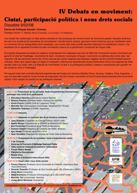 cartell de les jornades de debat IV